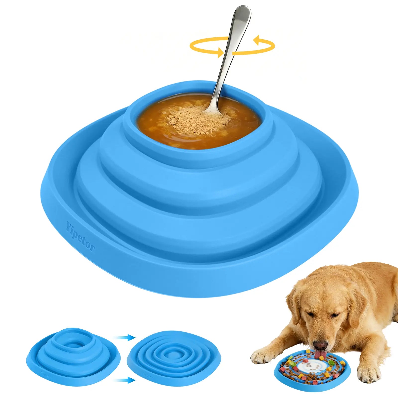 Zen Disc: Sensory Calming Tool for Anxious Paws Lick Mat & Slow Feeder,Funnel-Center Foldable Silicone Lick Pad,Bpa Free, Easy to Clean & Dishwasher Safe, Puzzle Feeder for Semi-Moist Treats
