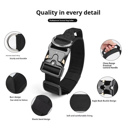 New Pet Collar Tactical Collar with Handle Dog Collar Dog Leash