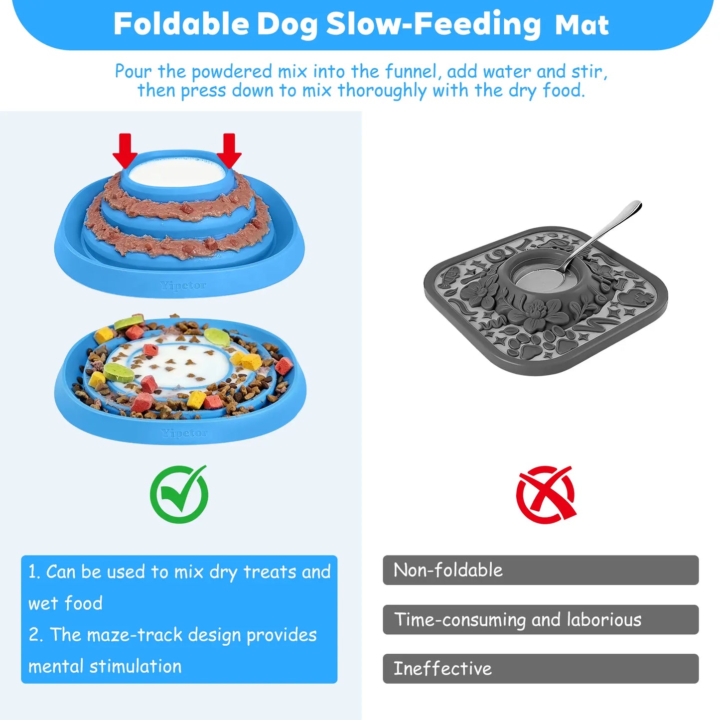 Zen Disc: Sensory Calming Tool for Anxious Paws Lick Mat & Slow Feeder,Funnel-Center Foldable Silicone Lick Pad,Bpa Free, Easy to Clean & Dishwasher Safe, Puzzle Feeder for Semi-Moist Treats