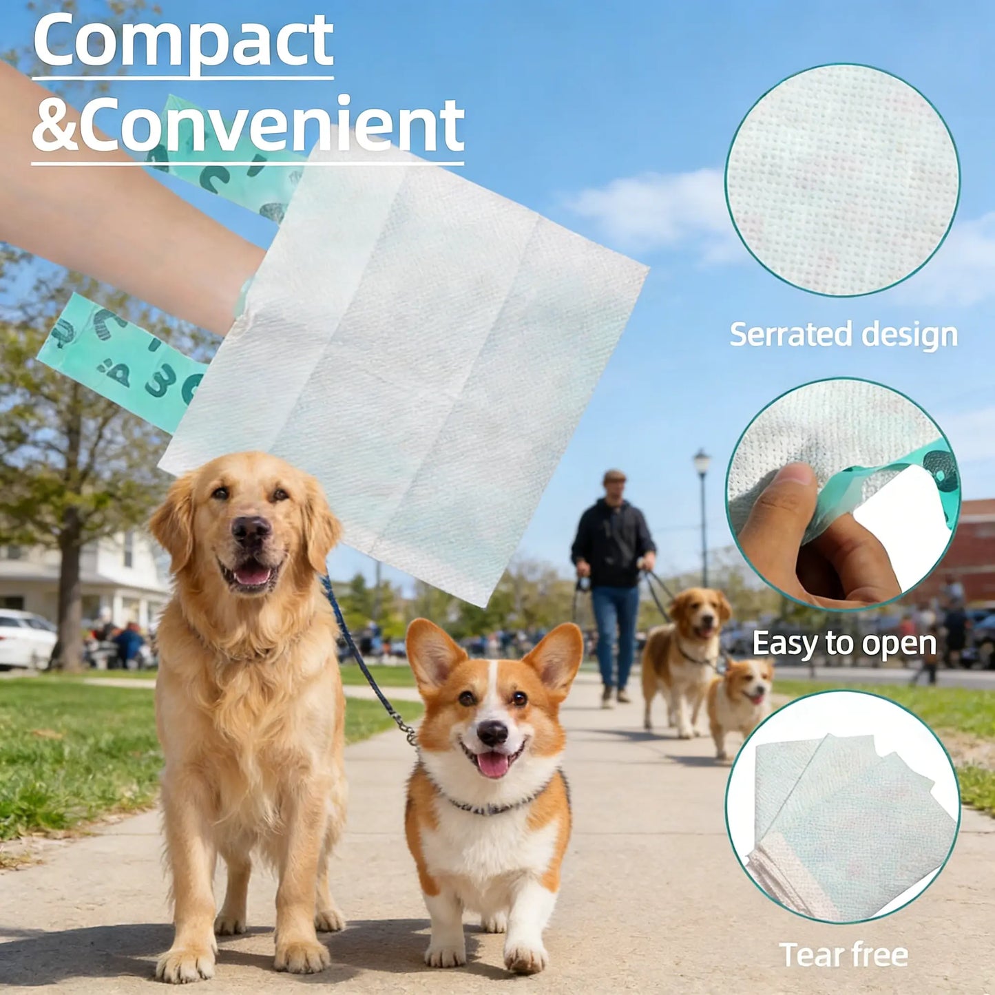 Double-Layer Dog Poop Bags with Paper Towels, Value Pack, 50 Bags Strong Waste Bag for Dogs, Eco-Friendly Pet Waste Bags
