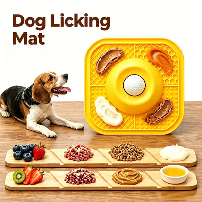 Slow Feeding Enrichment Bowl with Licking Mat & Rolling Ball, Strong Suction Base, Ideal for Bone Broth & Yogurt Feeding, Relieves Anxiety and Boosts Mental Enrichment for Dogs