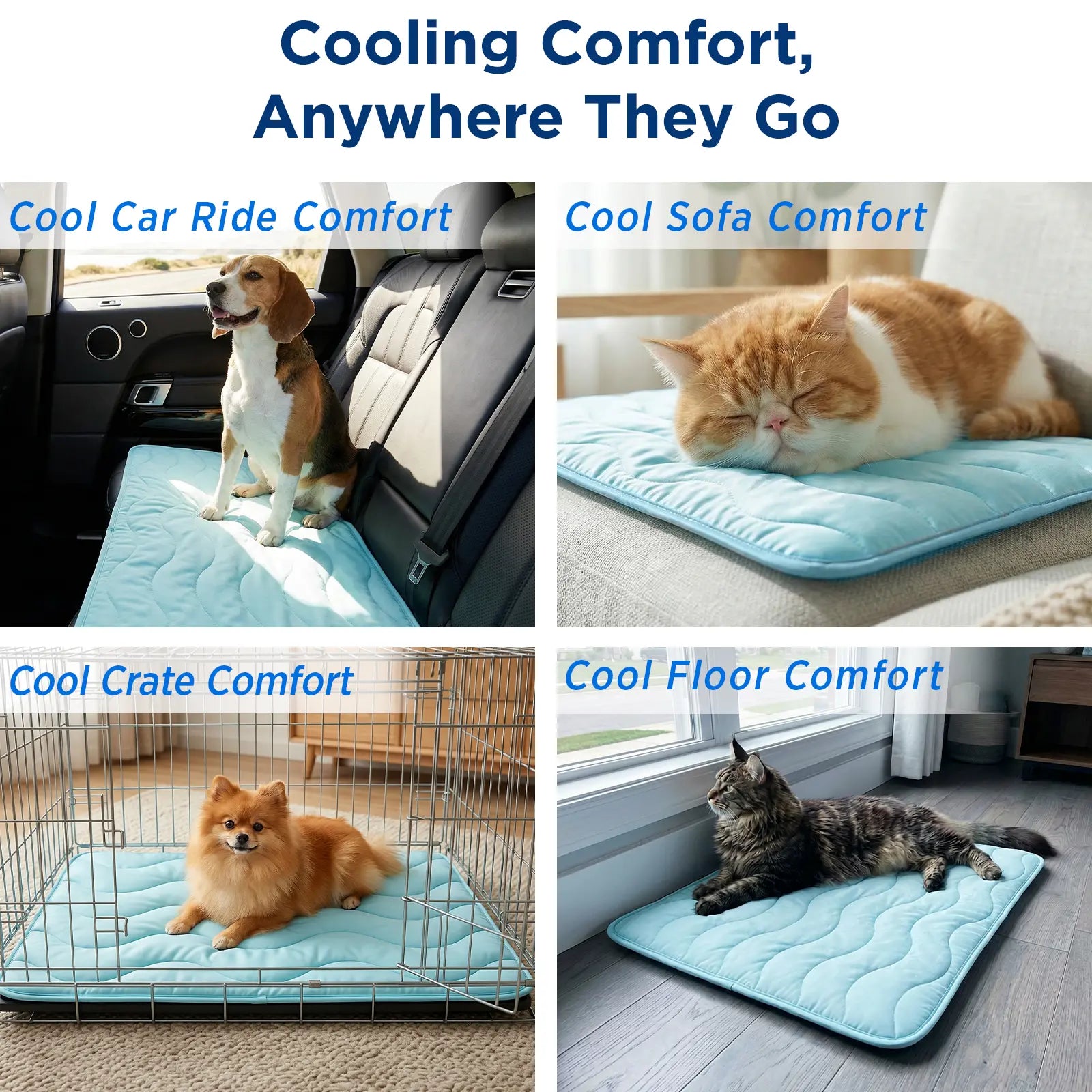 Dog Cooling Mat for Large Dogs, 30"X20" Self Cooling Pet Cooling Mat for Dogs & Cats, QMAX>0.5, Thickened Cool Fiber, Cooling Pad for Dog Bed, Durable Portable Indoor/Outdoor Summer,Blue