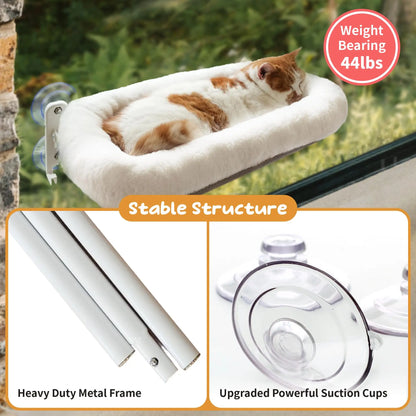 Folding Cat Hammock for Window - Cordless, Machine Washable Bed, Robust Metal Frame, Strong Suction Cups