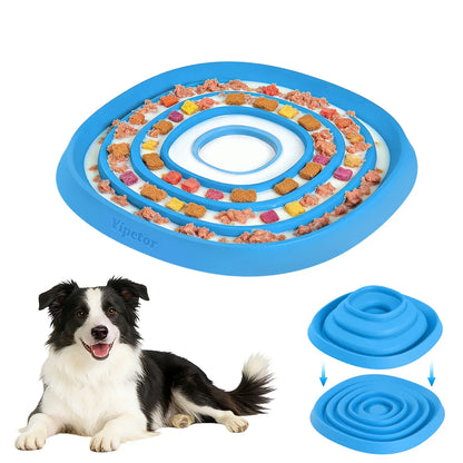 Zen Disc: Sensory Calming Tool for Anxious Paws Lick Mat & Slow Feeder,Funnel-Center Foldable Silicone Lick Pad,Bpa Free, Easy to Clean & Dishwasher Safe, Puzzle Feeder for Semi-Moist Treats