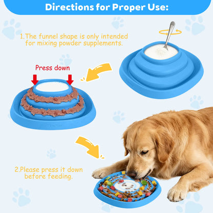 Zen Disc: Sensory Calming Tool for Anxious Paws Lick Mat & Slow Feeder,Funnel-Center Foldable Silicone Lick Pad,Bpa Free, Easy to Clean & Dishwasher Safe, Puzzle Feeder for Semi-Moist Treats