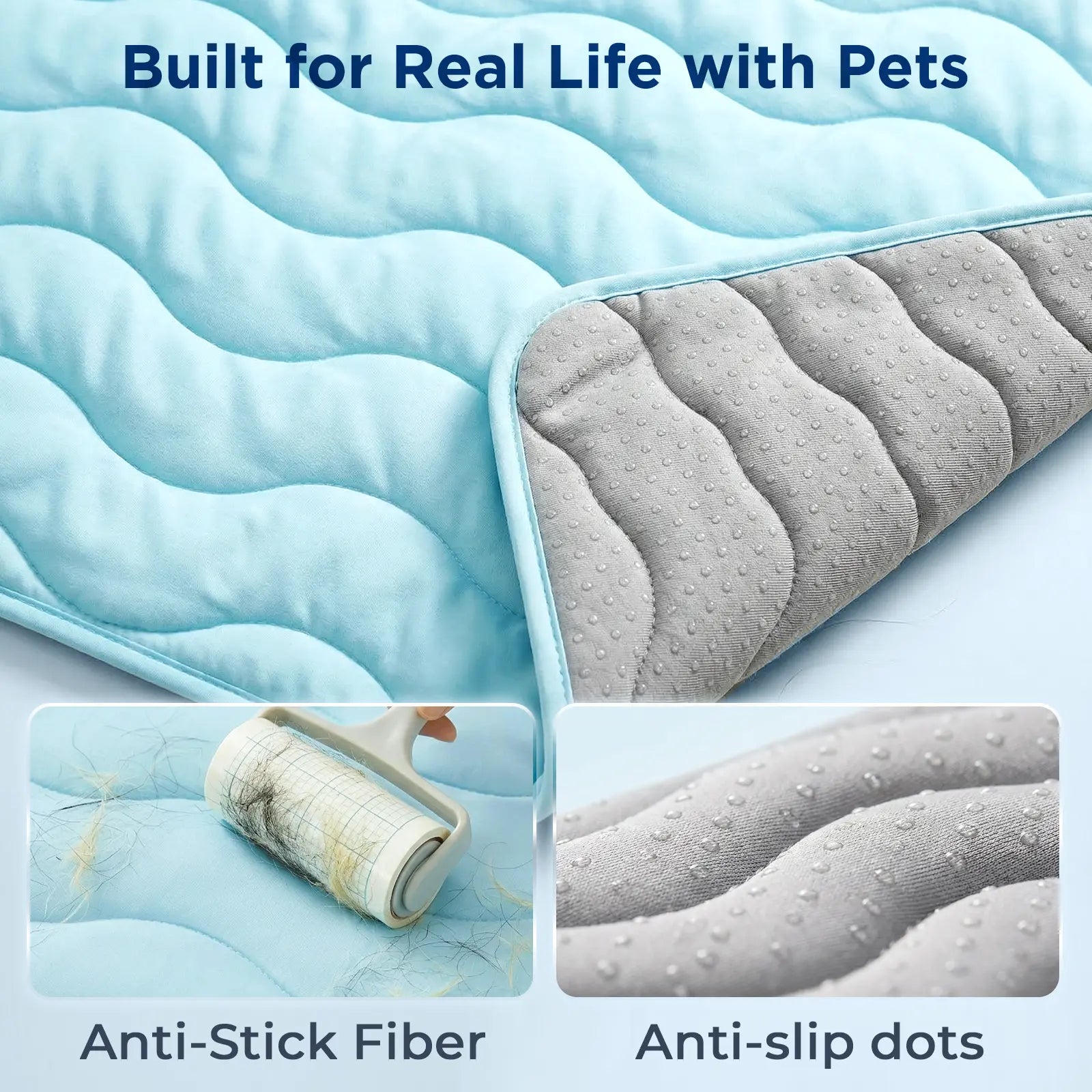 Dog Cooling Mat for Large Dogs, 30"X20" Self Cooling Pet Cooling Mat for Dogs & Cats, QMAX>0.5, Thickened Cool Fiber, Cooling Pad for Dog Bed, Durable Portable Indoor/Outdoor Summer,Blue