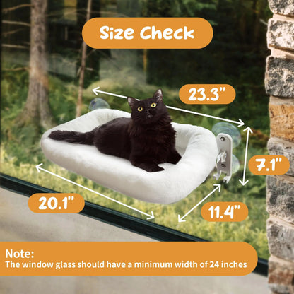 Folding Cat Hammock for Window - Cordless, Machine Washable Bed, Robust Metal Frame, Strong Suction Cups